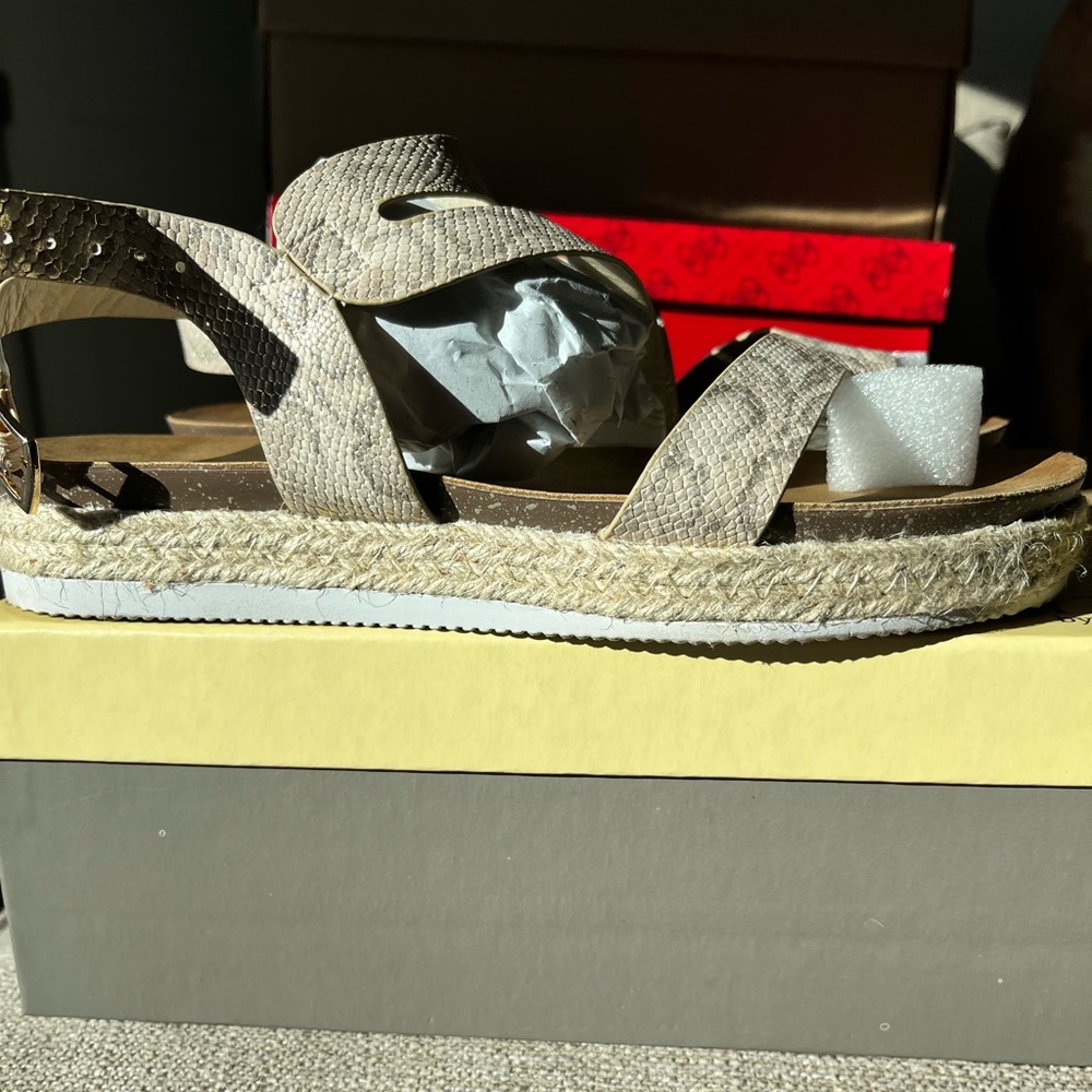Patriza tan snake skin sandals